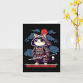 Japanisch Samurai Cat Tattoo Kawaii Ninja Cat Anim Karte (Gelbe Blume)