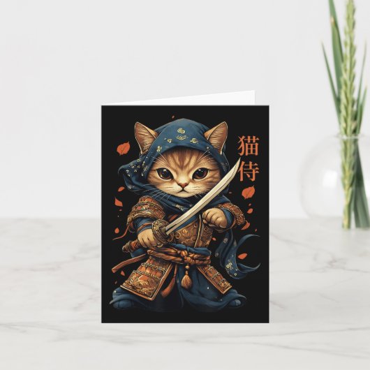 Japanisch Samurai Cat Tattoo Kawaii Ninja Cat Cat  Karte (Vorderseite)