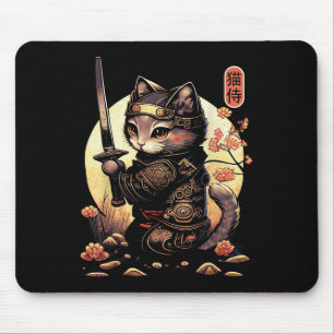 Japanisch Samurai Cat Tattoo, Kawaii Ninja Cat Mousepad
