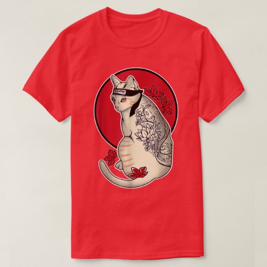 Japanisch Samurai Cat Tattoo Ninja Cat Kawaii T-Sh T-Shirt (Design vorne)