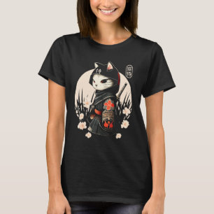 Japanisch Samurai Cat Tattoo, Ninja Cat T-Shirt