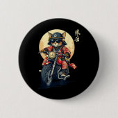Japanisch Samurai Cat Warrior Cat Tattoo Kawaii Ni Button (Vorderseite)