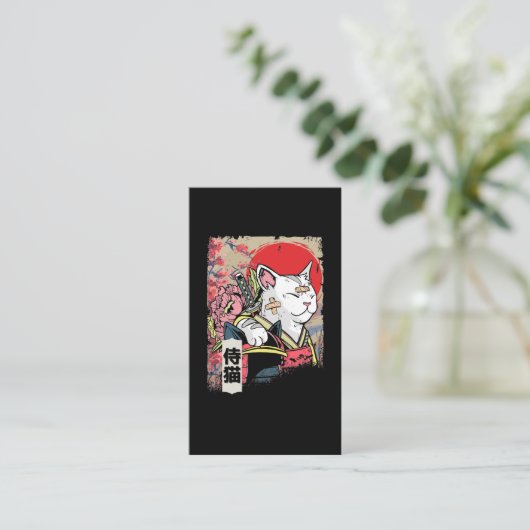 Japanisch Samurai Cat Warrior Japan Ninja Kitten Visitenkarte (Stehend Vorderseite)