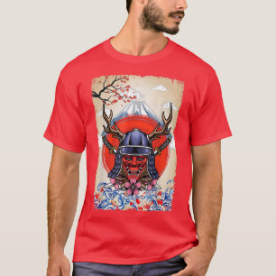 Japanisch Samurai Demon Cherry Blossom T-Shirt