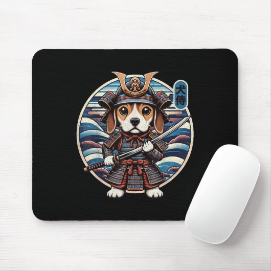 Japanisch Samurai Dog Tattoo, Beagle Kawaii Ninja Mousepad (Mit Mouse)