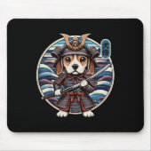 Japanisch Samurai Dog Tattoo, Beagle Kawaii Ninja Mousepad (Vorne)