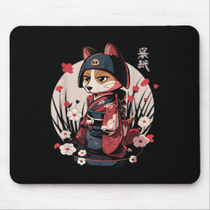 Japanisch Samurai Dog Tattoo Kawaii Ninja Dog Mousepad