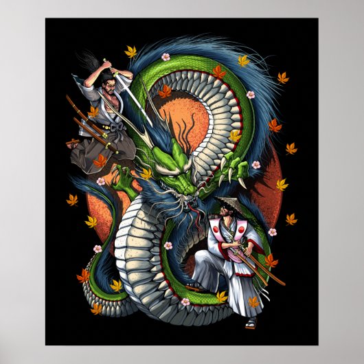 Japanisch Samurai / Dragon Poster (Vorne)
