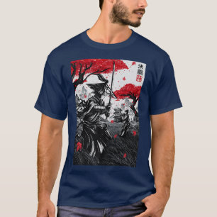 Japanisch Samurai Duel Faceoff Tinte Wash Malerei  T-Shirt