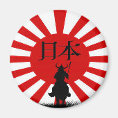 Japanisch Samurai & Flag Patriotic Art Magnet (Vorne)