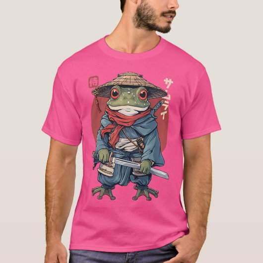 Japanisch Samurai Frog Warrior Ukiyo Samurai Toad T-Shirt (Vorderseite)