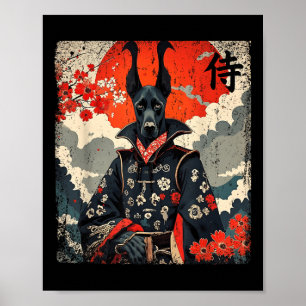 Japanisch Samurai Great Dane Tattoo Kawaii Ukiyo-e Poster