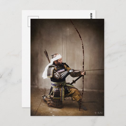 Japanisch Samurai in Armor mit Bow Postkarte (Vorne/Hinten)