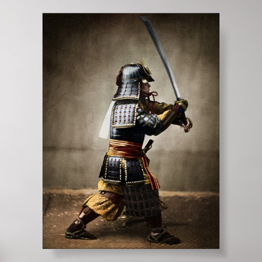 Japanisch Samurai in Armor mit Katana Poster (Vorne)