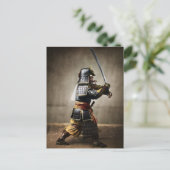Japanisch Samurai in Armor mit Katana Postkarte (Stehend Vorderseite)