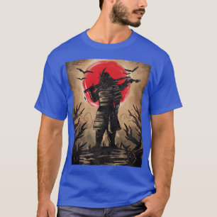 Japanisch Samurai in Armor mit Katana roter Sonne  T-Shirt