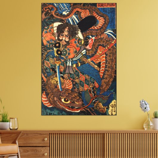 Japanisch Samurai kämpft Python Leinwanddruck (Insitu (Wohnzimmer))