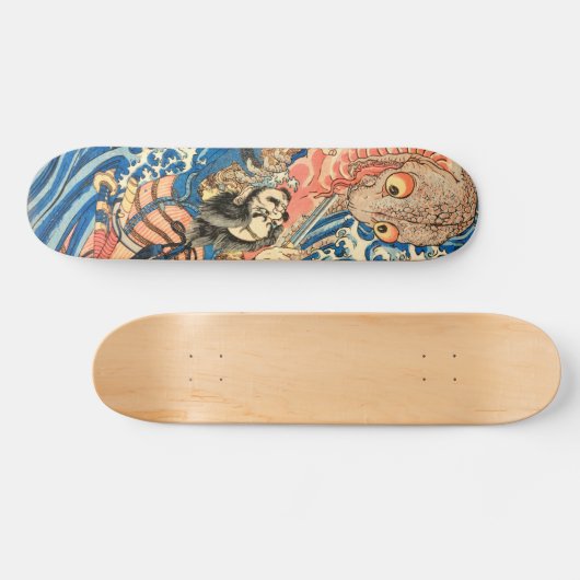 Japanisch Samurai kämpft Salamander Skateboard (Horizontal)