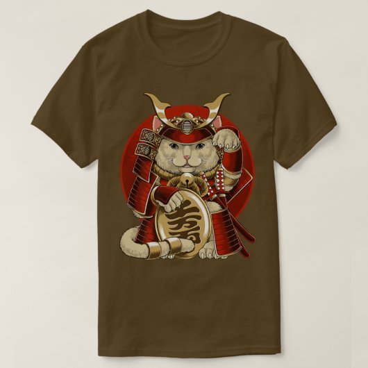 Japanisch Samurai Maneki Neko Cat Bushido Ästhetik T-Shirt (Design vorne)
