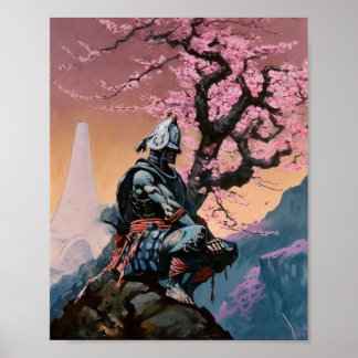 Japanisch Samurai Meditation Poster
