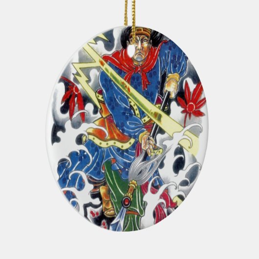 Japanisch Samurai mit Spear-Tätowierdesign Keramikornament (Rechts)