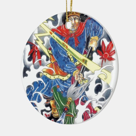 Japanisch Samurai mit Spear-Tätowierdesign Keramikornament (Links)