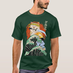 Japanisch Samurai Ninja Cat Die große Welle Kanaga T-Shirt