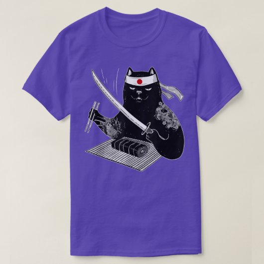 Japanisch Samurai Ninja Cat Kawaii Tattoo Men Wome T-Shirt (Design vorne)