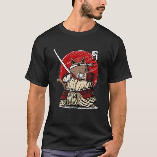 Japanisch Samurai Ninja Cat Kawaii Tattoo Men Wome T-Shirt (Vorderseite)