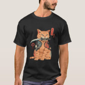 Japanisch Samurai Ninja Cat Kawaii Tattoo T-Shirt (Vorderseite)