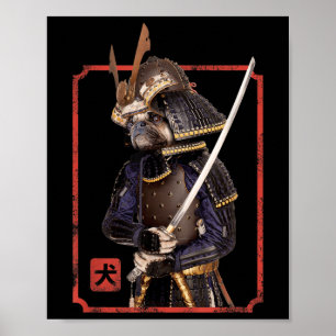 Japanisch Samurai Ninja Mops Dog Lover Kawaii Tatt Poster