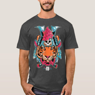 Japanisch Samurai Ninja Tiger Kawaii Tattoo Graphi T-Shirt
