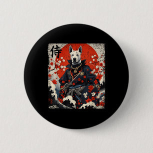 Japanisch Samurai Pitbull Tattoo Kawaii Ukiyo-e Ni Button
