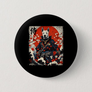 Japanisch Samurai Pitbull Tattoo Kawaii Ukiyo-e Ni Button