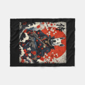 Japanisch Samurai Pitbull Tattoo Kawaii Ukiyo-e Ni Fleecedecke (Vorderseite (Horizontal))