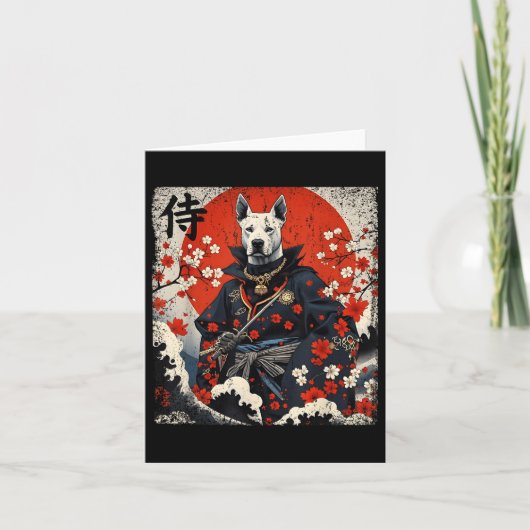 Japanisch Samurai Pitbull Tattoo Kawaii Ukiyo-e Ni Karte (Vorderseite)