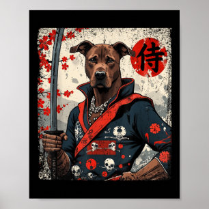 Japanisch Samurai Pitbull Tattoo Kawaii Ukiyo-e Ni Poster