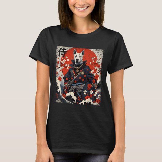 Japanisch Samurai Pitbull Tattoo Kawaii Ukiyo-e Ni T-Shirt (Vorderseite)