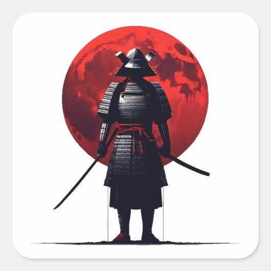 Japanisch Samurai Quadratischer Aufkleber (Vorderseite)