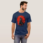 Japanisch Samurai Silhouette Vintag Fighter Retro T-Shirt (Vorne ganz)