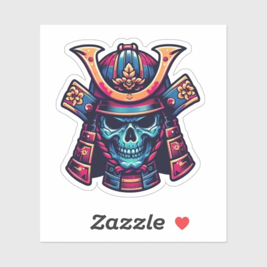 Japanisch Samurai Skull Aufkleber (Blatt)