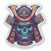 Japanisch Samurai Skull Aufkleber (Vorderseite)