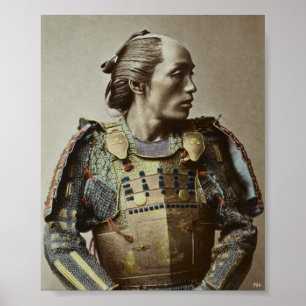Japanisch Samurai Vintages Foto Handfarbig Poster
