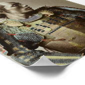 Japanisch Samurai Vintages Foto Handfarbig Poster (Ecke)