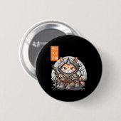 Japanisch Samurai Warrior Kawaii Cat Anime Lover Button (Vorne & Hinten)