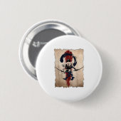 Japanisch Samurai Warrior Retro Vintag Button (Vorne & Hinten)
