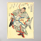 Japanisch Samurai Warrior Sketch Tattoo Hokusai Poster (Vorne)