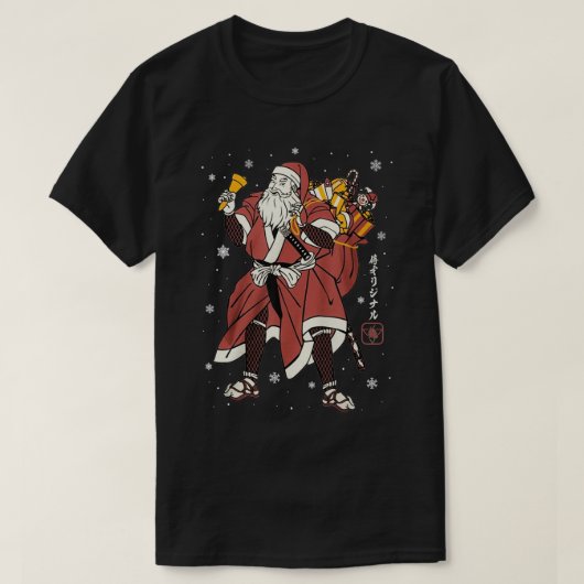 Japanisch Samurai Weihnachtsmann Claus Funny Chris T-Shirt (Design vorne)