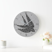 Japanisch schlucken im Flug, Kohle & leicht grau Große Wanduhr (Zuhause)