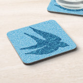 Japanisch schlucken in Flug, Kobalt und Blautönen Getränkeuntersetzer (Linke Seite)